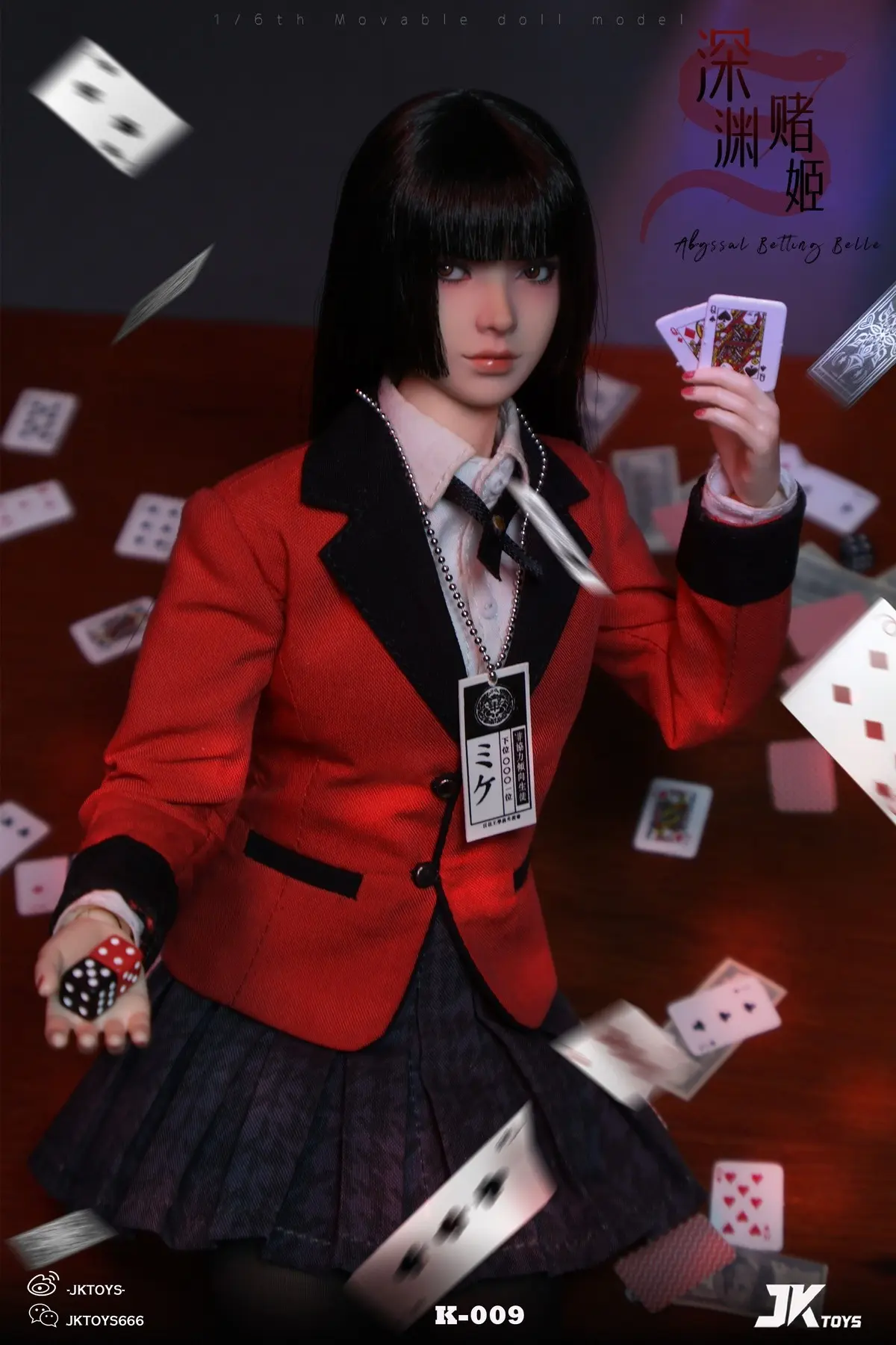 JKTOYS - Kakegurui 1/6 Abyssal Betting Belle Yumeko Movable Eye Hair Implant Head K-009 Statue(GK)