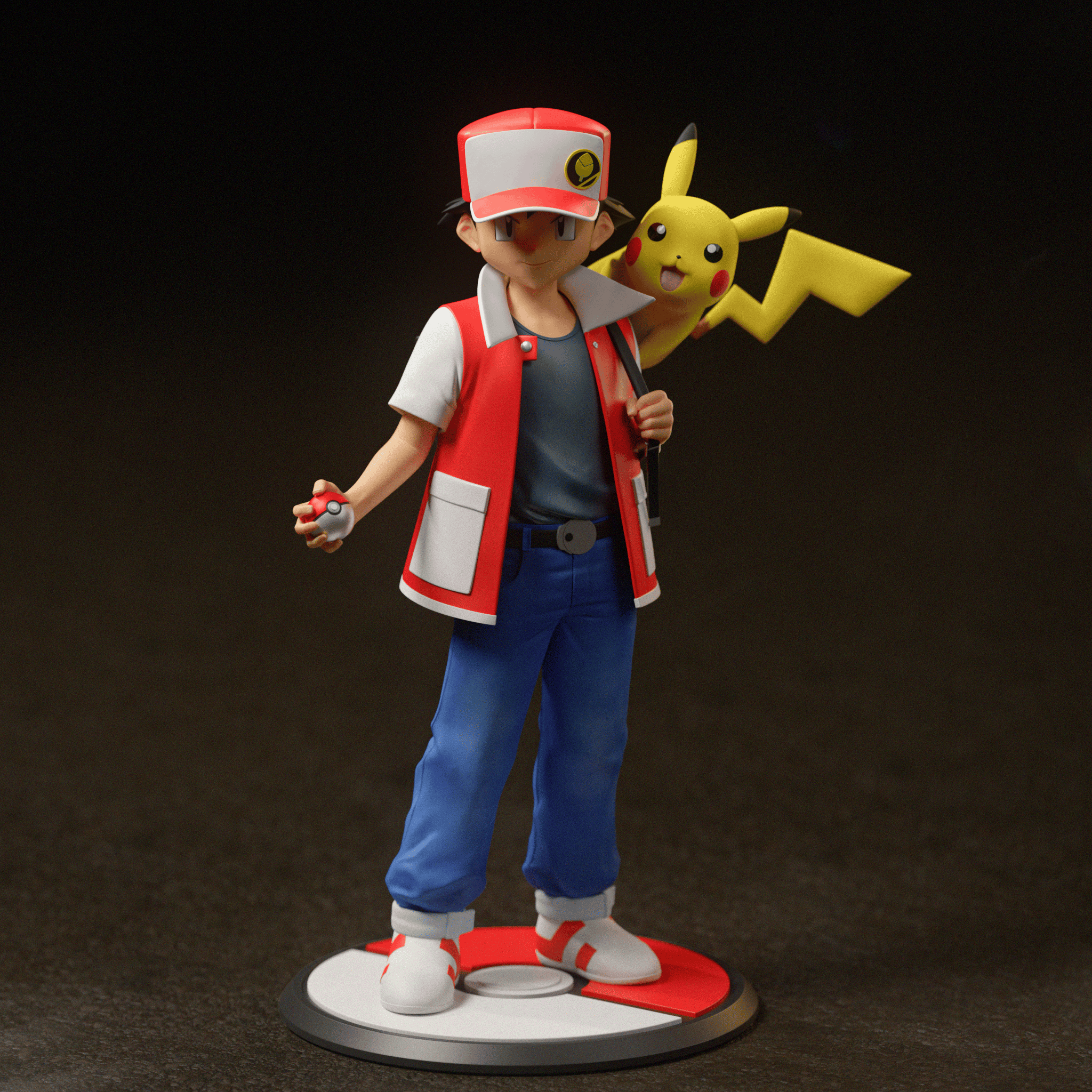Pokemon Ash Diorama & Red Diorama Statue (GK)-Black Swan Collectibles