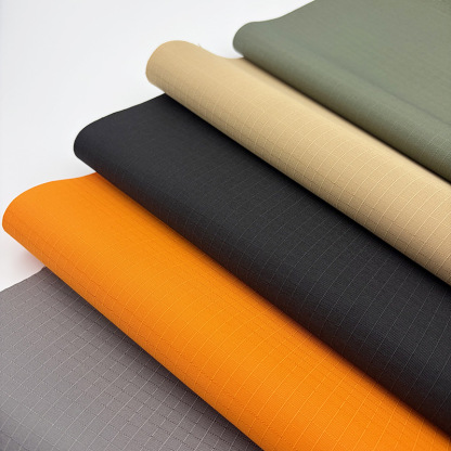 Fabric luggage tent polyester checkered fabric plain weave waterproof PU fabric