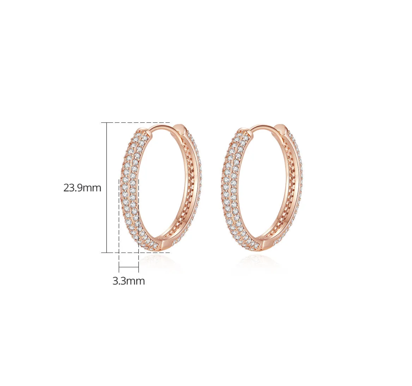 Circle Classic Trendy Full Moissanite Diamonds Elegant 18k White/Vermeil/Rose Gold Plated Hoop Earrings | Mix Mix Style