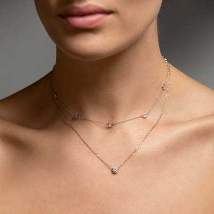 Crystal Layered 18K White Gold Necklace | Mix Mix Style [Hot Seller]-Mix MIx Style