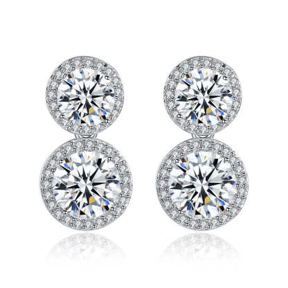 Purple - White Dazzling Round Cut Moissanite Diamonds Elegant 18k White Gold Plated Vintage Drop Earrings | Mix Mix Style-Mix MIx Style