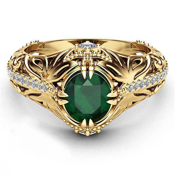 Retro Green Oval Cut Moissanite Diamond 18k Vermeil Gold Plated Luxuri