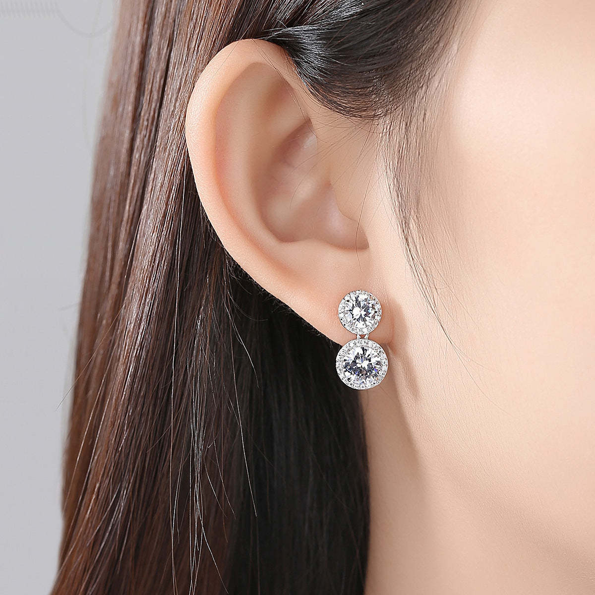 Purple - White Dazzling Round Cut Moissanite Diamonds Elegant 18k White Gold Plated Vintage Drop Earrings | Mix Mix Style-Mix MIx Style