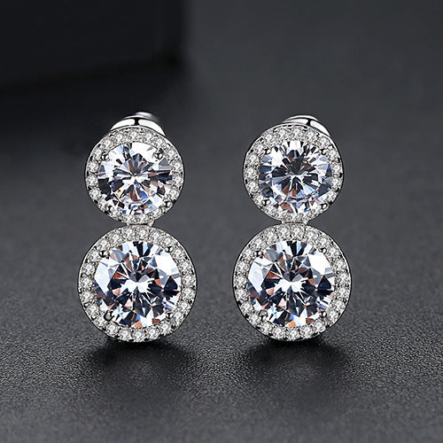 Purple - White Dazzling Round Cut Moissanite Diamonds Elegant 18k White Gold Plated Vintage Drop Earrings | Mix Mix Style-Mix MIx Style