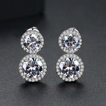 Purple - White Dazzling Round Cut Moissanite Diamonds Elegant 18k White Gold Plated Vintage Drop Earrings | Mix Mix Style-Mix MIx Style