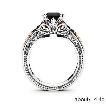 Zhenrong eBay hot selling fashion 925 silver plated black square diamond princess ring European and American engagement ring for women-Mix MIx Style