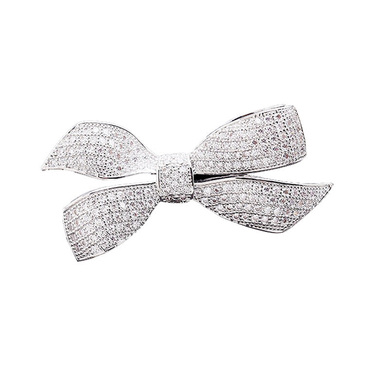 Korean style high-end bow zircon brooch women's simple pin coat accessories fashion brooch manufacturer-Mix MIx Style