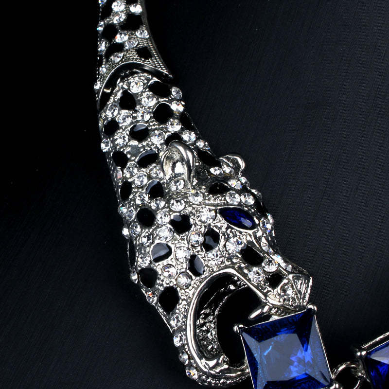 Leopard Vintage Pendant Green Cushion Cut Diamond Luxurious 18k Gold Plated Necklace Jewelry | Mix Mix Style-Mix MIx Style