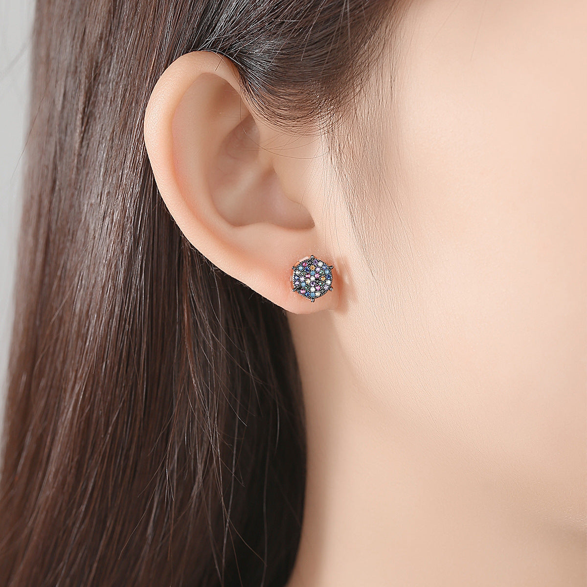Black Multicolor - White Trendy Moissanite Diamonds Elegant 18k Vermeil Gold Plated Vintage Retro Stud Earrings | Mix Mix Style-Mix MIx Style