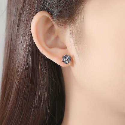 Black Multicolor - White Trendy Moissanite Diamonds Elegant 18k Vermeil Gold Plated Vintage Retro Stud Earrings | Mix Mix Style-Mix MIx Style