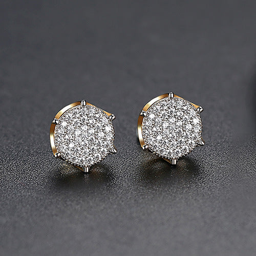 Black Multicolor - White Trendy Moissanite Diamonds Elegant 18k Vermeil Gold Plated Vintage Retro Stud Earrings | Mix Mix Style-Mix MIx Style