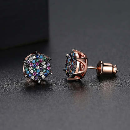 Black Multicolor - White Trendy Moissanite Diamonds Elegant 18k Vermeil Gold Plated Vintage Retro Stud Earrings | Mix Mix Style-Mix MIx Style