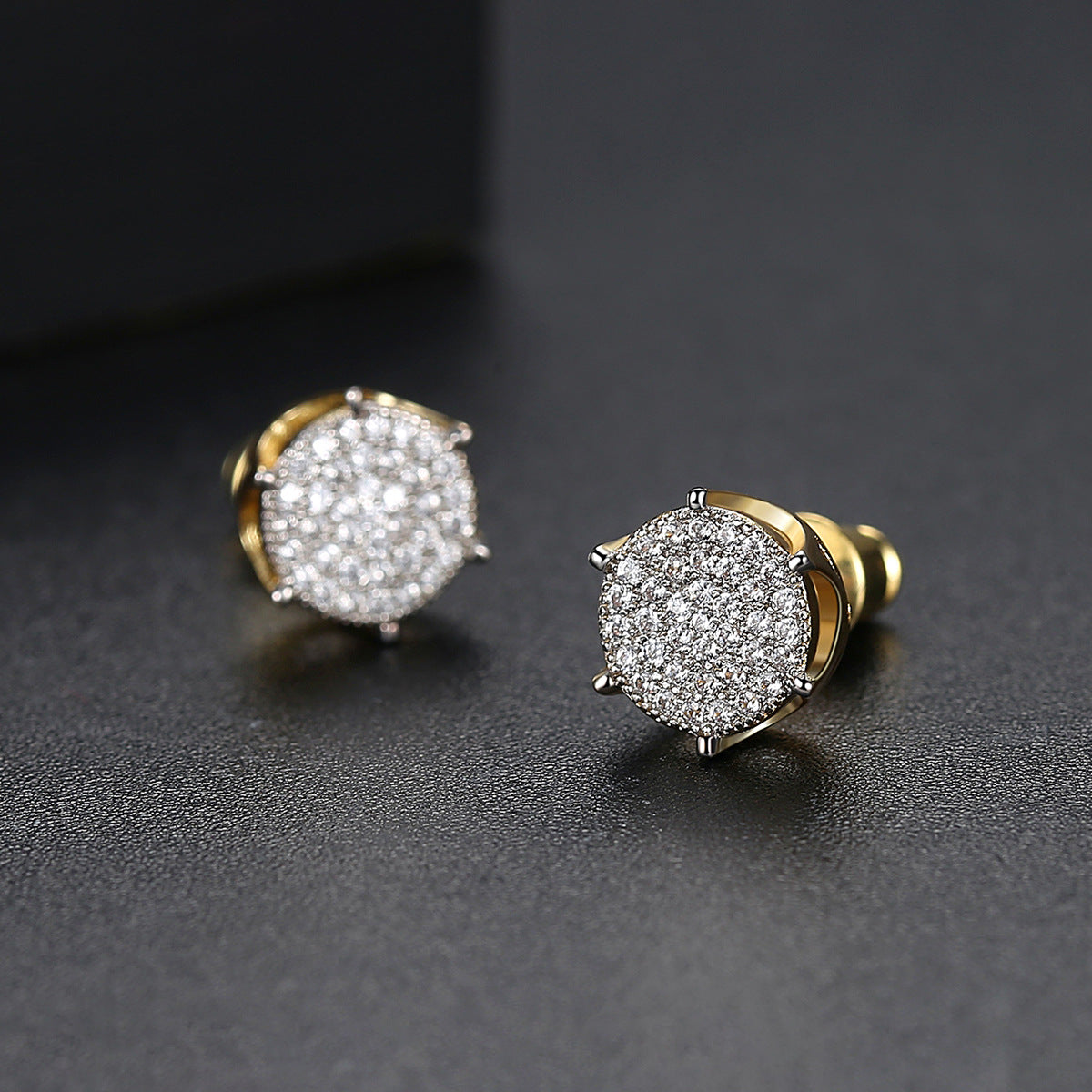Black Multicolor - White Trendy Moissanite Diamonds Elegant 18k Vermeil Gold Plated Vintage Retro Stud Earrings | Mix Mix Style-Mix MIx Style