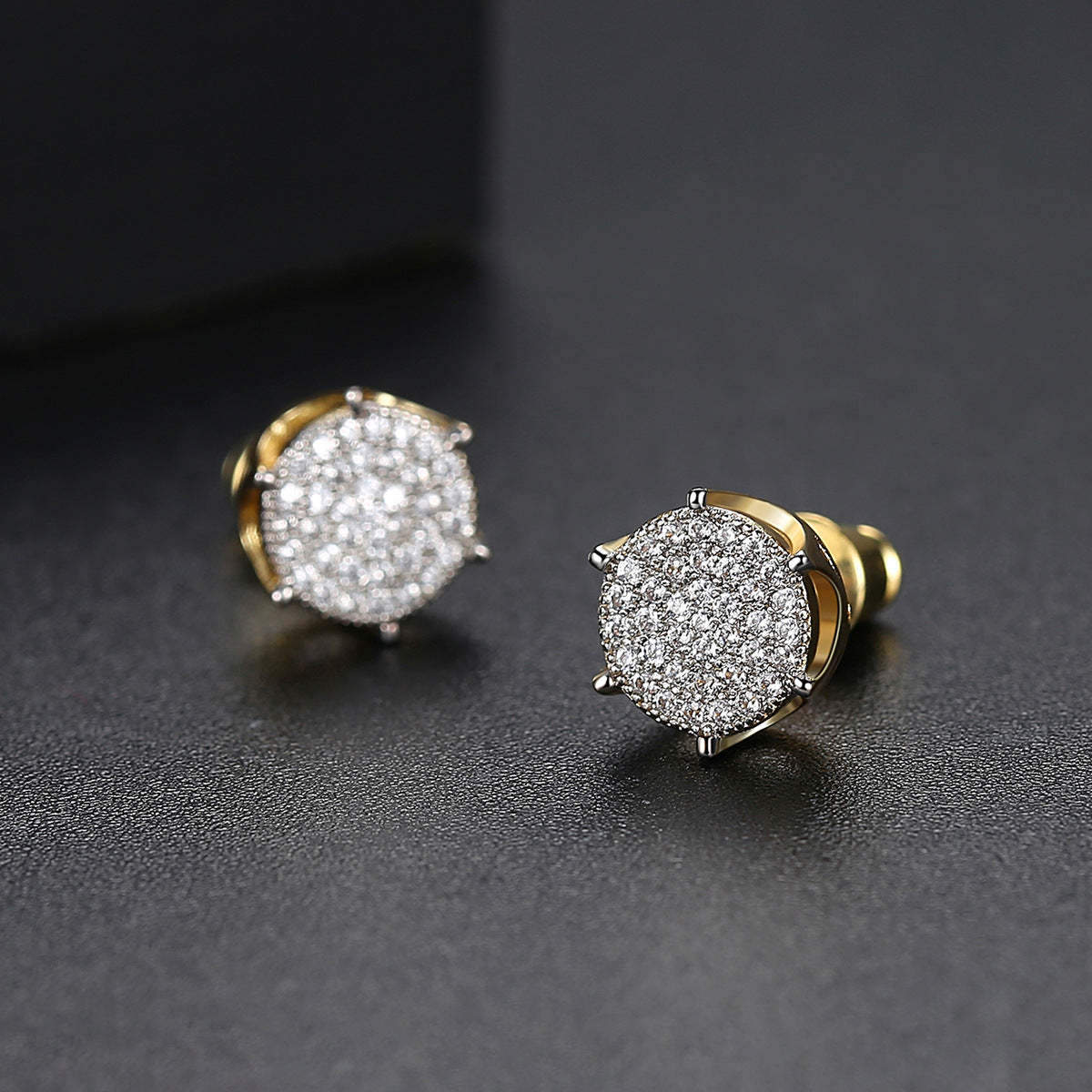 Black Multicolor - White Trendy Moissanite Diamonds Elegant 18k Vermeil Gold Plated Vintage Retro Stud Earrings | Mix Mix Style-Mix MIx Style