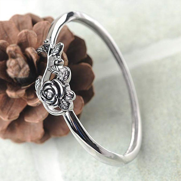 Silver Flower Rose Style Retro Classic Elegant Luxury 18k White Gold Plated Ring Jewelry | Mix Mix Style-Mix MIx Style