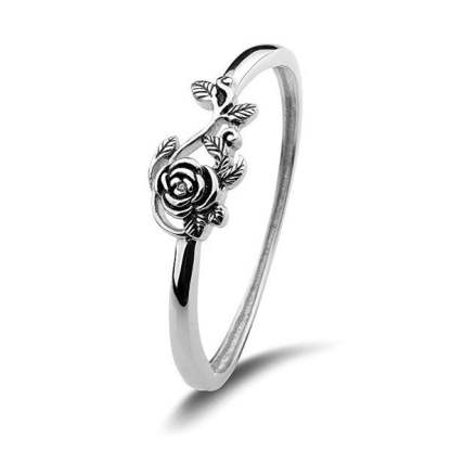 Silver Flower Rose Style Retro Classic Elegant Luxury 18k White Gold Plated Ring Jewelry | Mix Mix Style-Mix MIx Style