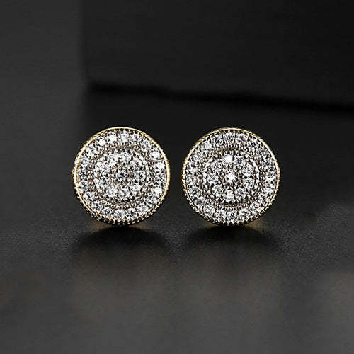 Black - White Circle Timeless Moissanite Diamonds Elegant 18k Vermeil/Rose Gold Plated Vintage Stud Earrings | Mix Mix Style-Mix MIx Style