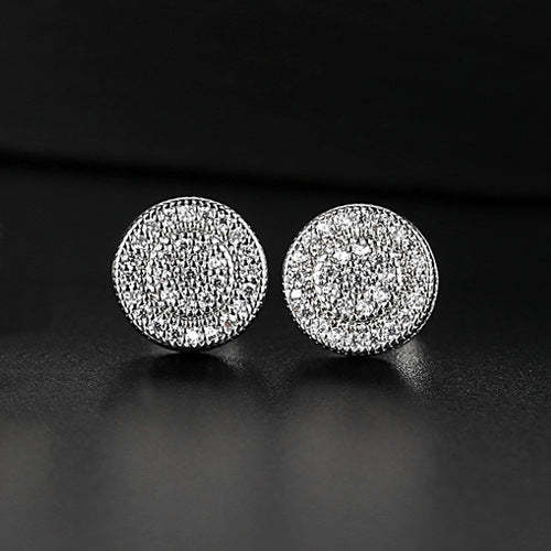 Black - White Circle Timeless Moissanite Diamonds Elegant 18k Vermeil/Rose Gold Plated Vintage Stud Earrings | Mix Mix Style-Mix MIx Style