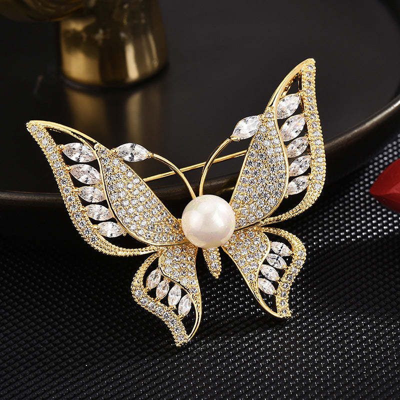 Luxurious and luxurious anti-exposure butterfly brooch, high-end corsage, clothing accessories, simple pins, wholesale one-piece drop shipping-Mix MIx Style