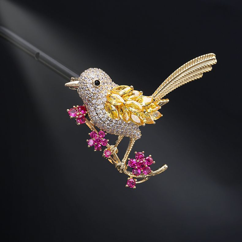 Japanese and Korean fashion women's fashionable temperament cute bird brooch suit simple zircon inlaid accessories corsage jewelry-Mix MIx Style