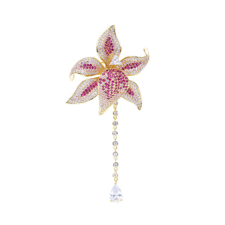 New Japanese and Korean high-end temperament personalized corsage heavy industry colorful zircon suit coat accessories flower brooch for women-Mix MIx Style