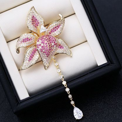 New Japanese and Korean high-end temperament personalized corsage heavy industry colorful zircon suit coat accessories flower brooch for women-Mix MIx Style