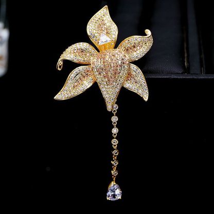 New Japanese and Korean high-end temperament personalized corsage heavy industry colorful zircon suit coat accessories flower brooch for women-Mix MIx Style