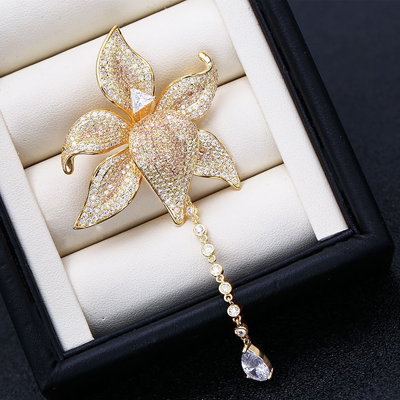 New Japanese and Korean high-end temperament personalized corsage heavy industry colorful zircon suit coat accessories flower brooch for women-Mix MIx Style
