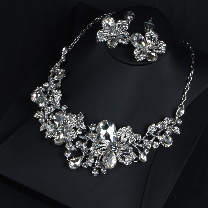 Flower Purple & Green Vintage Retro Pendant Diamonds Luxury 18k Gold Plated Necklace & Earrings Jewelry Set | Mix Mix Style-Mix MIx Style