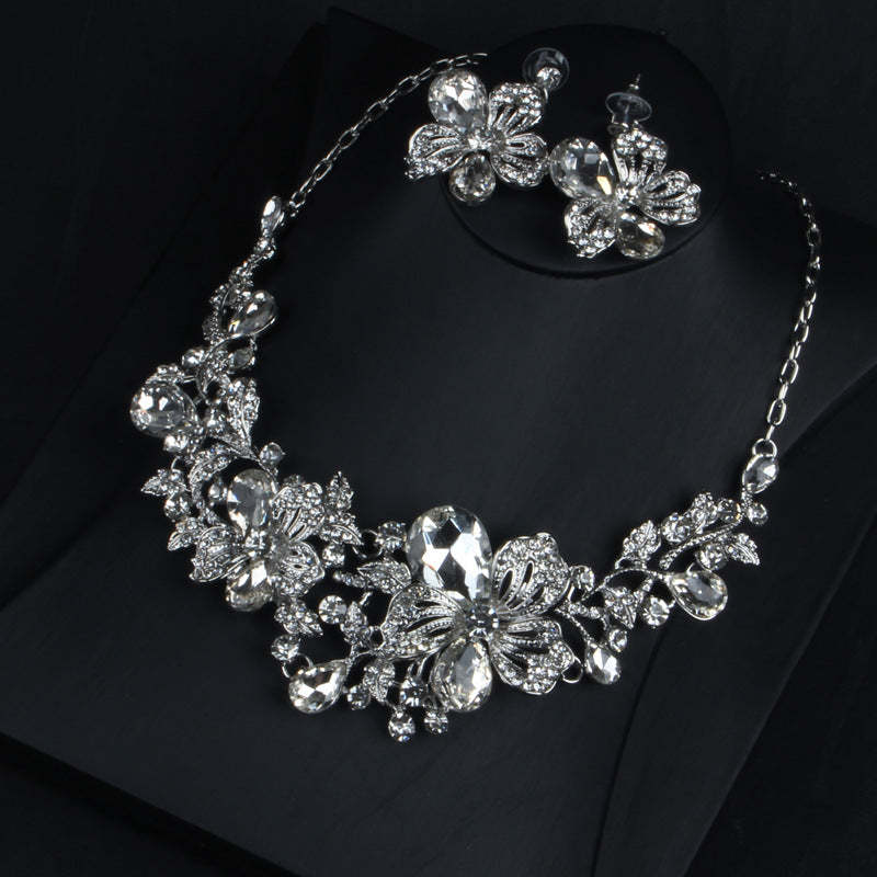 Flower Purple & Green Vintage Retro Pendant Diamonds Luxury 18k Gold Plated Necklace & Earrings Jewelry Set | Mix Mix Style-Mix MIx Style