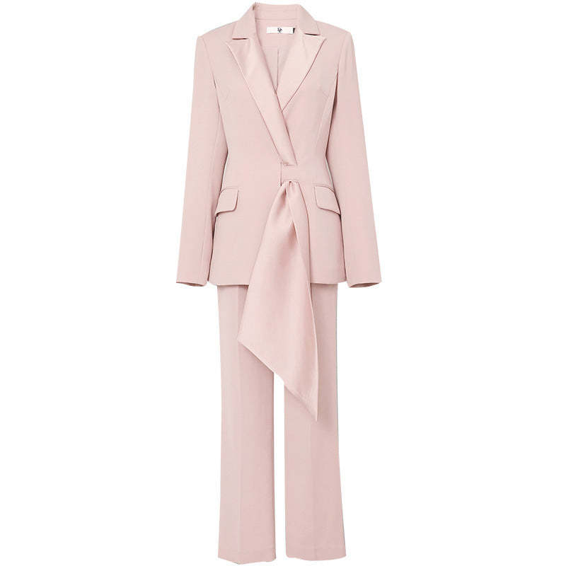 2024 autumn new women's fashion temperament leisure small suit two-piece pink professional suit workplace suit-Mix MIx Style