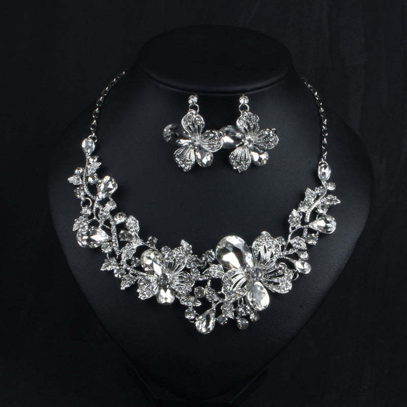 Flower Purple & Green Vintage Retro Pendant Diamonds Luxury 18k Gold Plated Necklace & Earrings Jewelry Set | Mix Mix Style-Mix MIx Style