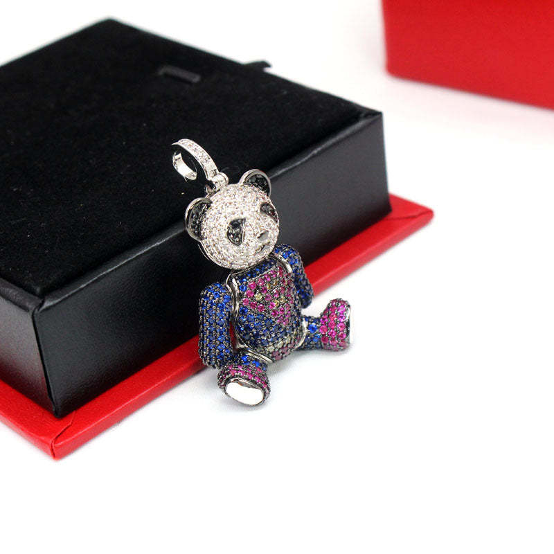 National style new panda necklace gold-plated Superman bear pendant three-dimensional fashion trendy men and women same style bear long necklace-Mix MIx Style