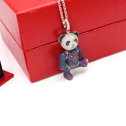 National style new panda necklace gold-plated Superman bear pendant three-dimensional fashion trendy men and women same style bear long necklace-Mix MIx Style
