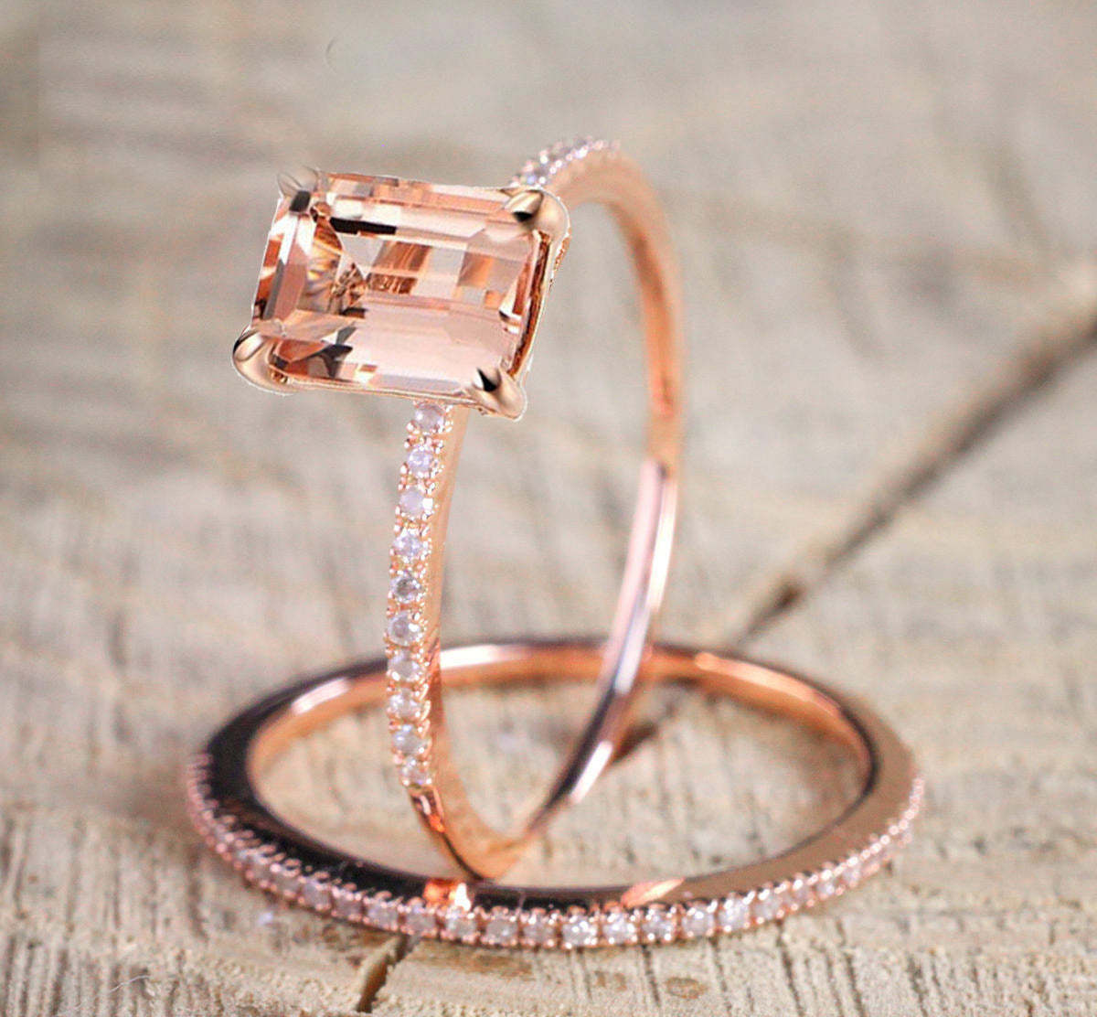 Dainty Solitarie Pink Radiant Cut Moissanite Diamond 18k Rose Gold Pla