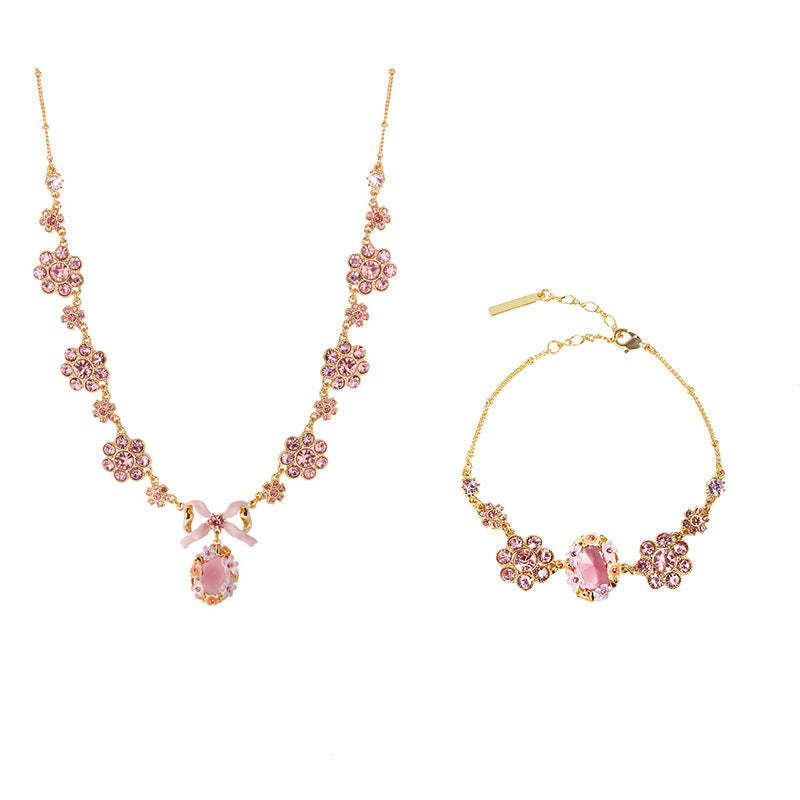 PinkAesthetic Cute Dazzling Embellished Trendy Akoya Pearl Moissanite 