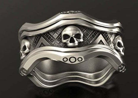 Skull Retro Wavy 18k White Gold Plated Vintage Personality Ring | Mix 
