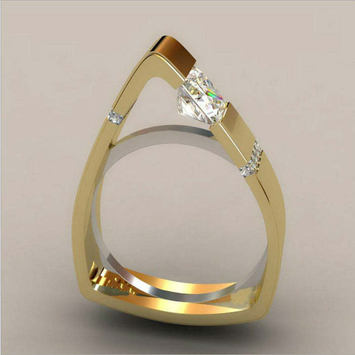 Dainty Elegant White Moissanite Diamond 18k White & Vermeil Gold Plate