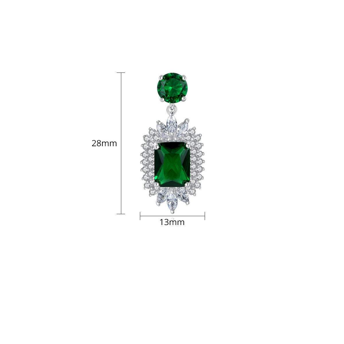Green - White Timeless Radiant Cut Moissanite Diamonds Luxury 18k White Gold Plated Retro Drop Earrings | Mix Mix Style-Mix MIx Style