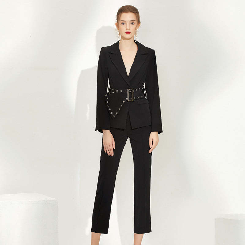 2024 new style suit collar suit female royal sister style temperament fashion slim professional suit jacket trousers two-piece suit-Mix MIx Style