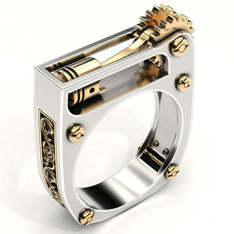 Two Color Geometric Mechanical 18k White/Vermeil Gold Plated Elegant R