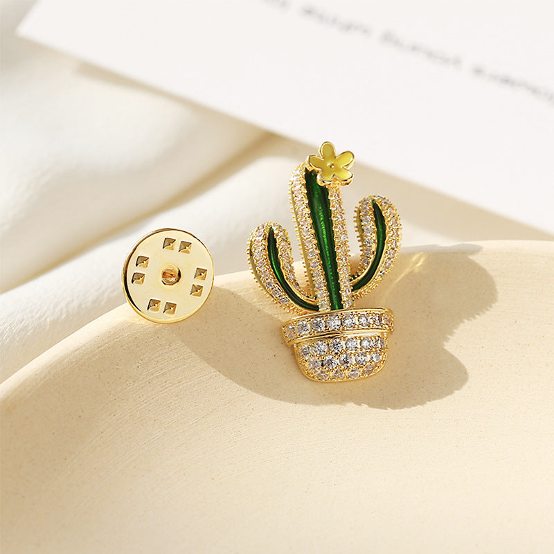 Small collar button collar pin brooch 2021 new fashion brooch accessories cute Japanese cactus anti-exposure brooch-Mix MIx Style