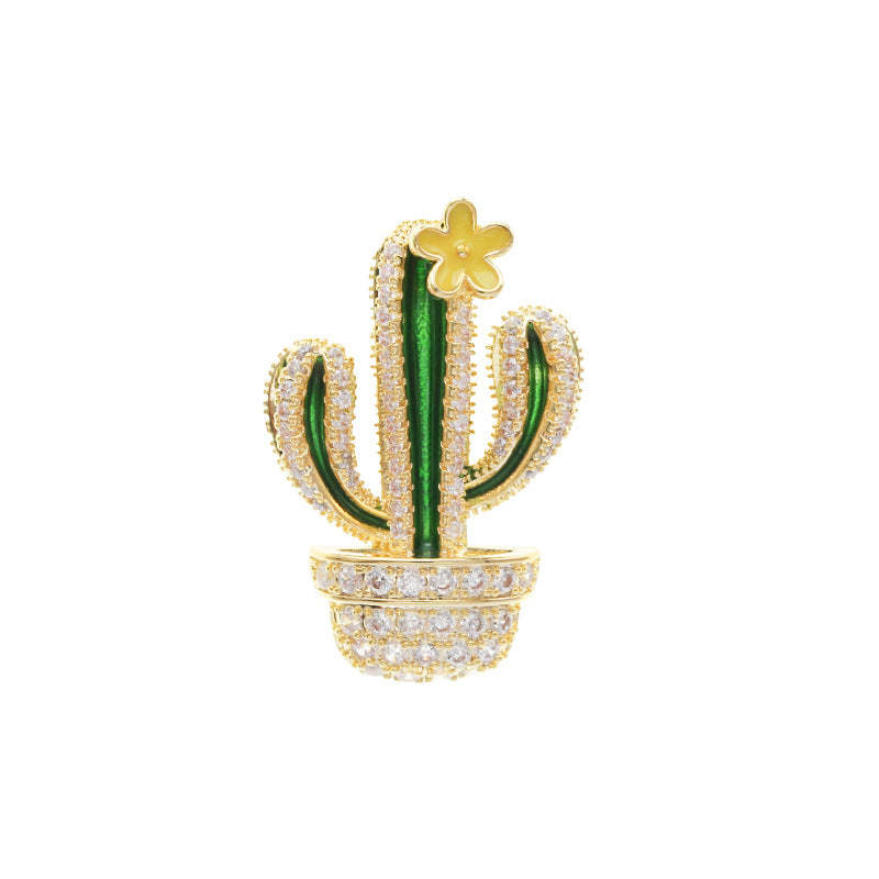 Small collar button collar pin brooch 2021 new fashion brooch accessories cute Japanese cactus anti-exposure brooch-Mix MIx Style