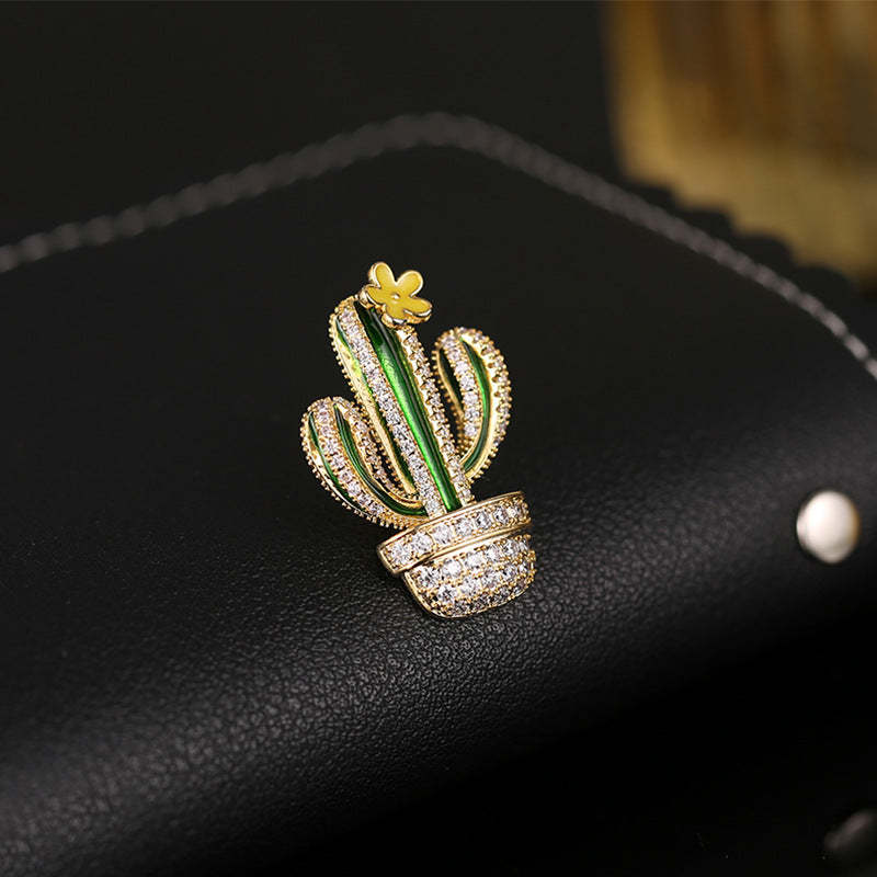 Small collar button collar pin brooch 2021 new fashion brooch accessories cute Japanese cactus anti-exposure brooch-Mix MIx Style