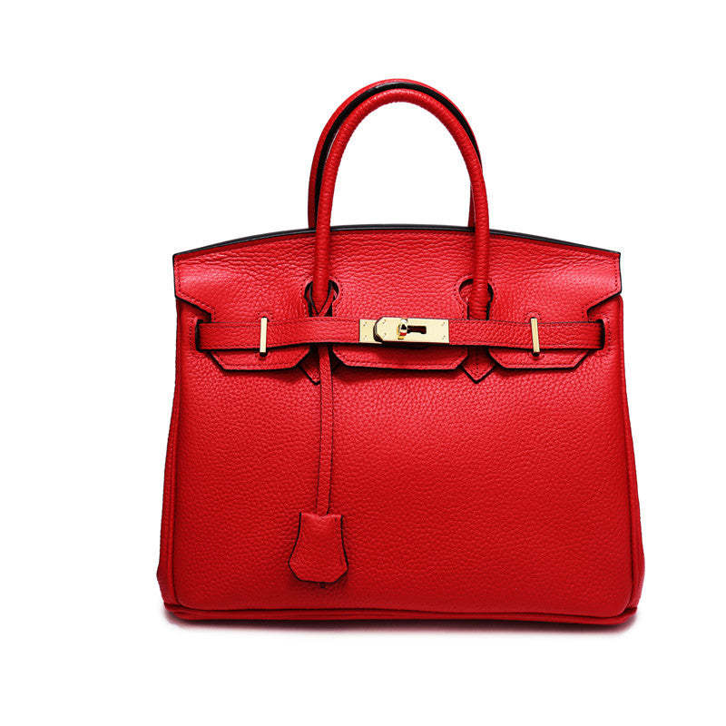 2024 new 40# lychee grain first layer cowhide platinum bag large capacity ladies handbag fashion cowhide handbag-Mix MIx Style