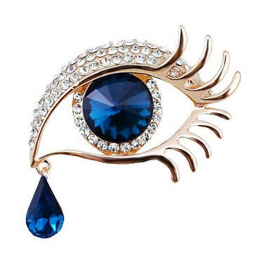 Cross-border sale brooch Angel's Tears Diamond Big Eyes Long Eyelashes Brooch Corsage Wholesale Direct Sales-Mix MIx Style