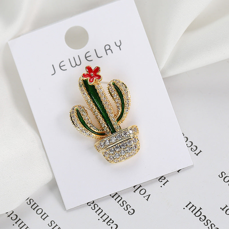 Small collar button collar pin brooch 2021 new fashion brooch accessories cute Japanese cactus anti-exposure brooch-Mix MIx Style