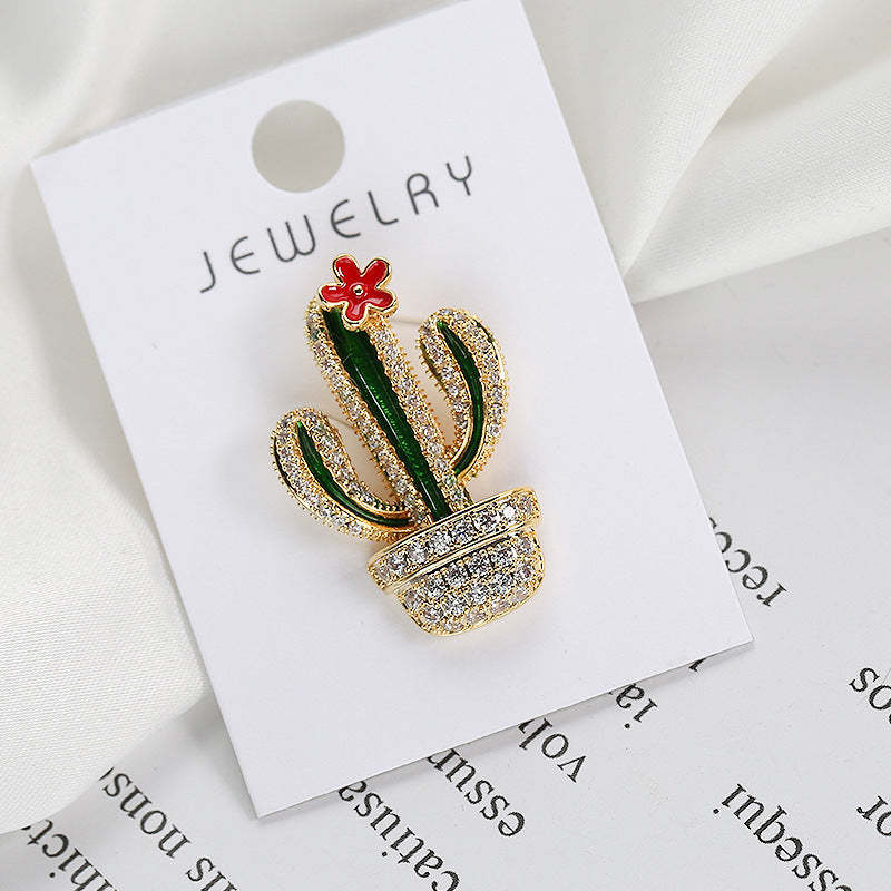 Small collar button collar pin brooch 2021 new fashion brooch accessories cute Japanese cactus anti-exposure brooch-Mix MIx Style
