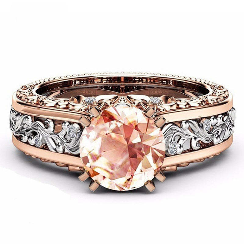 Pink - White Round Cut Moissanite Diamond 18k Rose Gold Plated Elegant